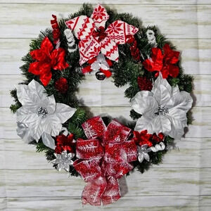 Homemade Hanging Christmas wreath with lights